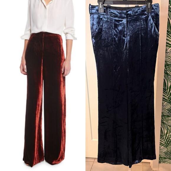A.L.C Blue Ashbury Crushed Velvet Pants size 10 - Picture 1 of 11